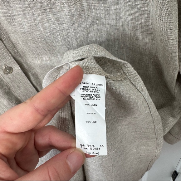 Karen Kane tan linen Casual Button Down long sleeve dress medium - Picture 8 of 9